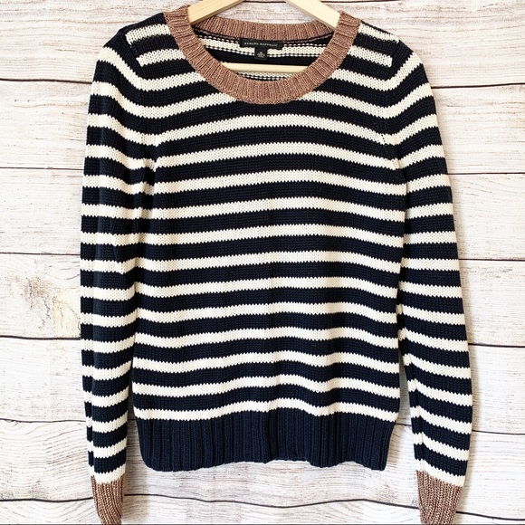 Banana Republic Sweaters - Banana Republic Navy Striped Knit Cable Sweater